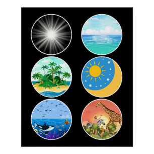Póster 6 días de creación - Génesis 1-2 profesor escolar