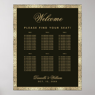 Póster 6 Mesa Elegante Silla de Boda Carta de Asientos Ne