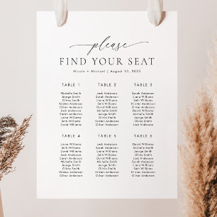 Póster 6 mesas Por favor, encuentre su asiento Gráfico de