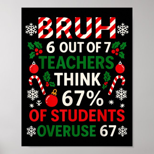 Póster 6 Out Of 7 Teachers Funny Ugly Christmas Sweater 6 (Frente)