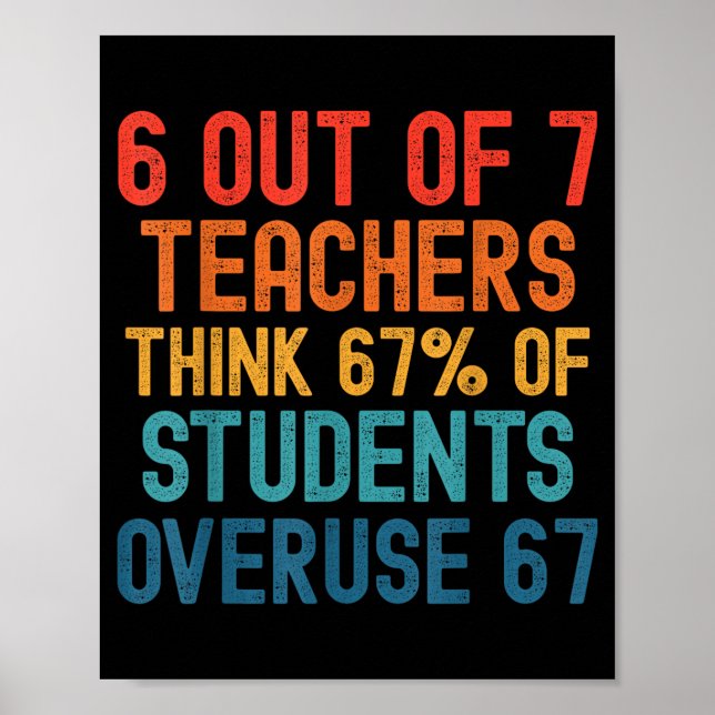 Póster 6 Out Of 7 Teachers Six Seven Meme Students Overus (Frente)