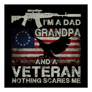 Póster 6 Soy un papá, abuelo y un veterano Camiseta Distr