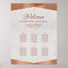 Póster 6 Tabla de asientos Boda de tabla Mármol de cobre 