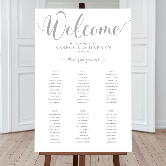Póster 6 Tabla de asientos Boda de tabla plateado (Subido por el creador)