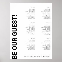 Póster 6 tablas Tabla de asientos simple Boda blanco