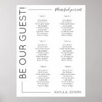 6 table Minimalist Wedding seating chart template