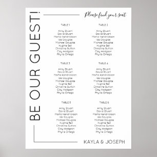 Póster 6 table Minimalist Wedding seating chart template