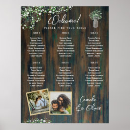 Póster 6 Table Rustic Gypsophila PHOTO Seating Chart  Foa