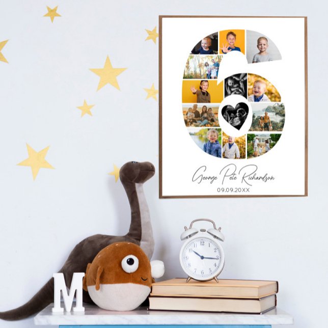 Póster 6th Birthday Photo Collage Poster Keepsake (Subido por el creador)