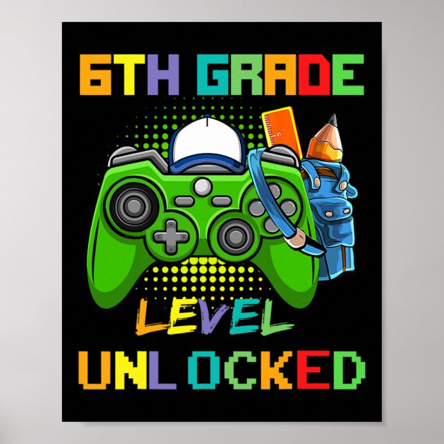 Póster 6th Grade Level Unlocked Video Game Back To School (Frente)