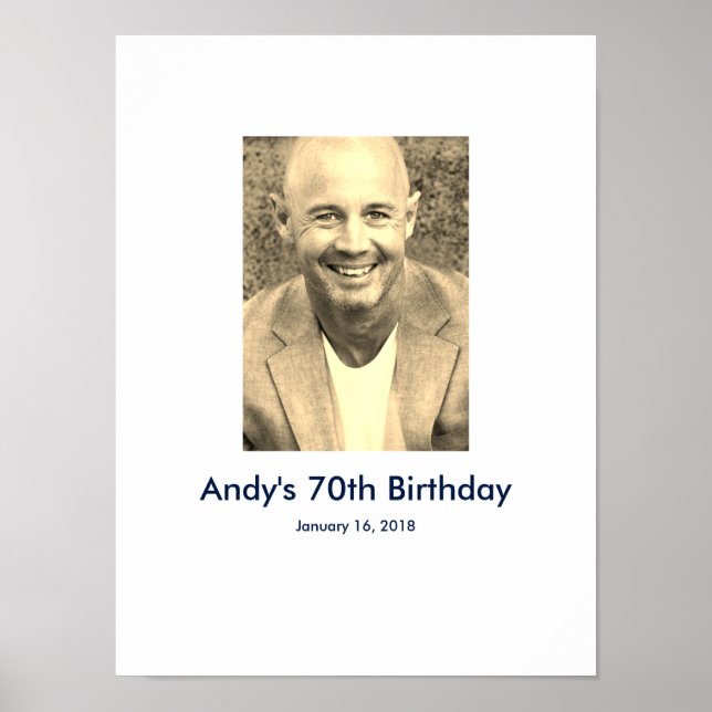 Póster 70.º Rótulo de personalizado fotográfico en Fiesta (Frente)