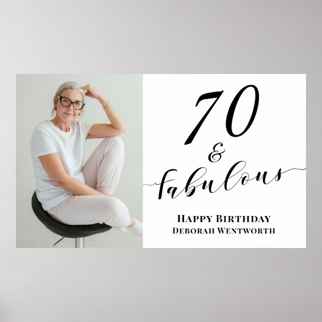 Póster 70 and Fabulous Seventy Birthday Photo Script  (Frente)