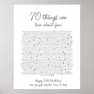 Póster 70 cosas que amamos de tu poster
