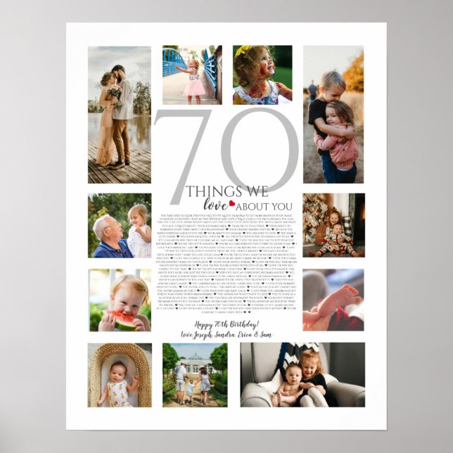 Póster 70 cosas que nos encantan de tu collage de fotos (Frente)