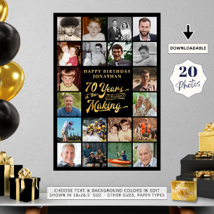 Póster 70 cumpleaños 20 Foto 70 años en proceso