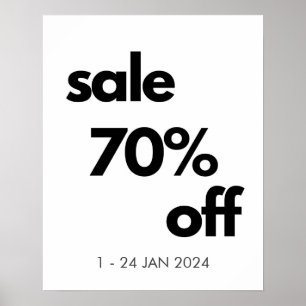 Póster 70% de descuento Rótulo de venta, Poster de venta