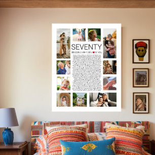 Póster 70 razones por las que te amamos collage de fotos