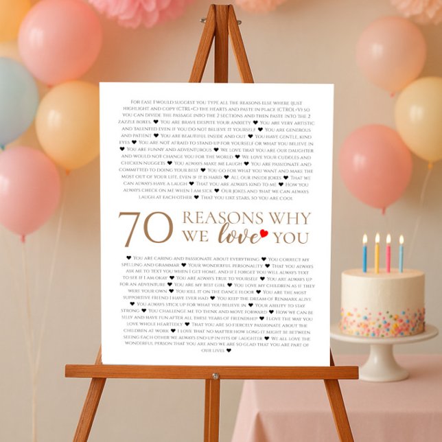 Póster 70 razones por las que te amamos cumpleaños 80 60  (Subido por el creador)