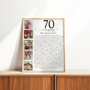 Póster 70 Razones por las que te amamos Cumpleaños o Aniv
