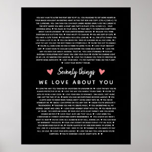Póster 70 razones por las que te amamos el regalo de cump