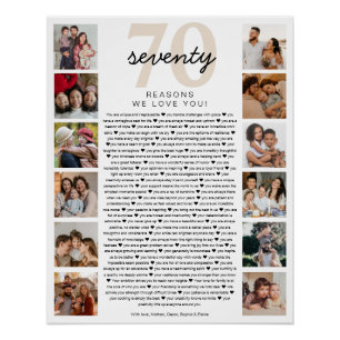 Póster 70 Razones por las que te Amamos Regalo de Cumplea