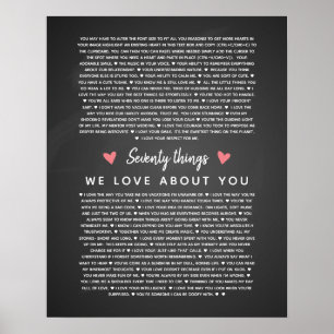 Póster 70 razones por las que te amamos regalo de cumplea