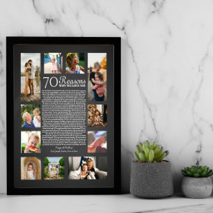 Póster 70 razones por las que te amamos regalo de cumplea