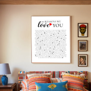 Póster 70 razones por las que te amamos regalo de cumplea