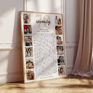 Póster 70 Razones por las que te Amamos Regalo de Cumplea