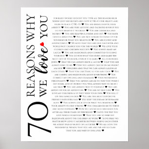 Póster 70 reasons why we love you 80th 60th 50th birthday