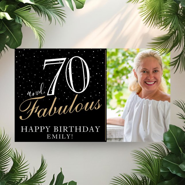 Póster 70 y Fabulous Elegant Black 70th Birthday Photo (Subido por el creador)