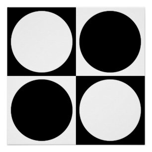 Póster 70s Checks and Circles Black and White