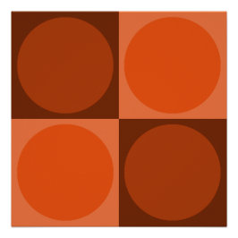 Póster 70s Checks and Circles Flame Orange
