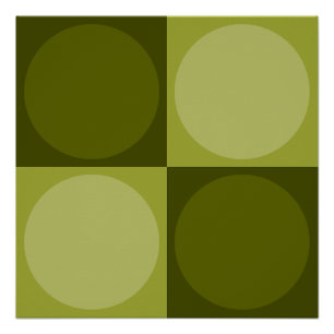 Póster 70s Checks and Circles Green