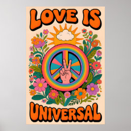 Póster 70s Peace symbol  Pop Art