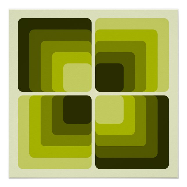 Póster 70s Rainbow Squares Monochrome Green (Anverso)