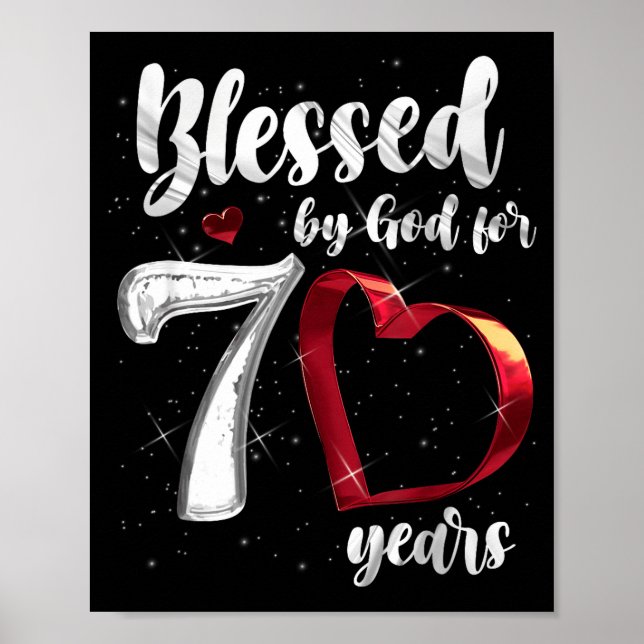 Póster 70th Birthday Blessed By God For 70 Years Birthday (Frente)