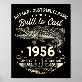 Póster 70th Birthday Fishing Gift Men Original 1956 Lied