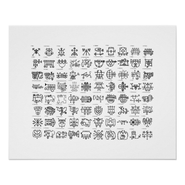 Póster 72 Goetia Sigils Wall Witchcraft Demonology Magick (Anverso)