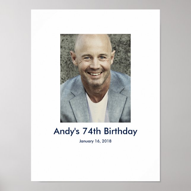 Póster 74.º Rótulo de personalizado fotográfico de cumple (Frente)