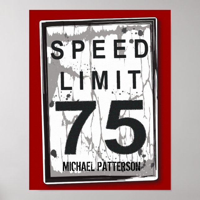 Póster 75.º cumpleaños Grungy Poster de Rótulo límite de  (Frente)