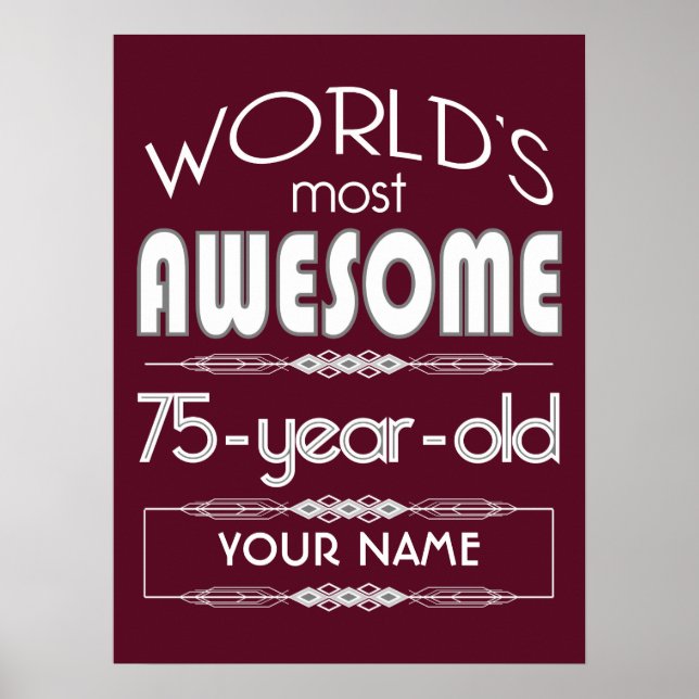 Póster 75.º Nacimiento El Mejor Rojo Oscuro (Frente)