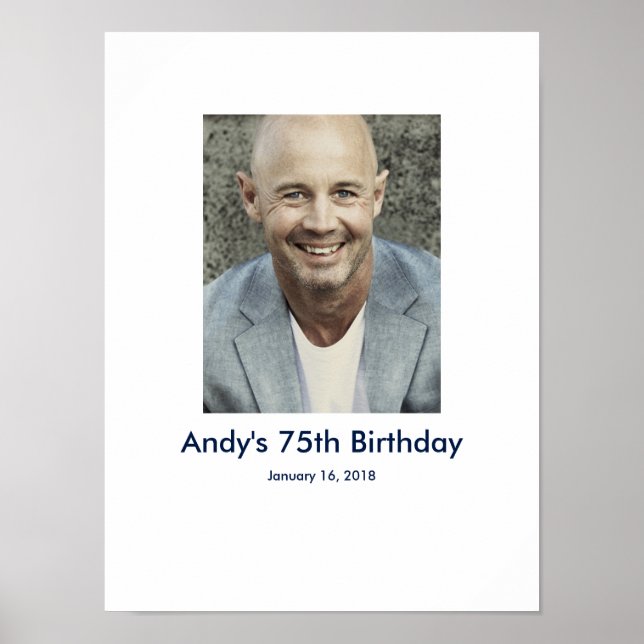 Póster 75.º Rótulo de personalizado fotográfico de cumple (Frente)