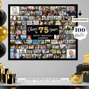 Póster 75 Aniversario 100 Fotos Saludos Negros De Oro Al 
