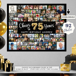 Póster 75 Aniversario 92 Fotos Oro Negro Saludos A Años