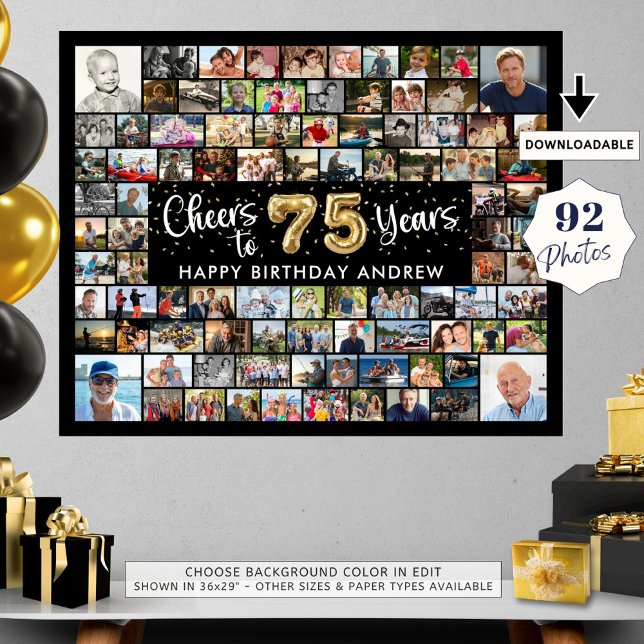 Póster 75 Aniversario 92 Fotos Oro Negro Saludos A Años (Subido por el creador)
