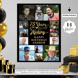 Póster 75 AÑOS DE NACIMIENTO 14 AÑOS DE Collage de fotos