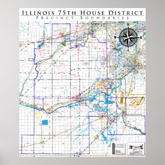 Póster 75th Illinois House District - Detailed Line Map