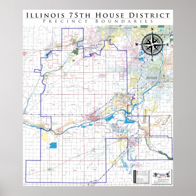 Póster 75th Illinois House District - Detailed Line Map (Frente)