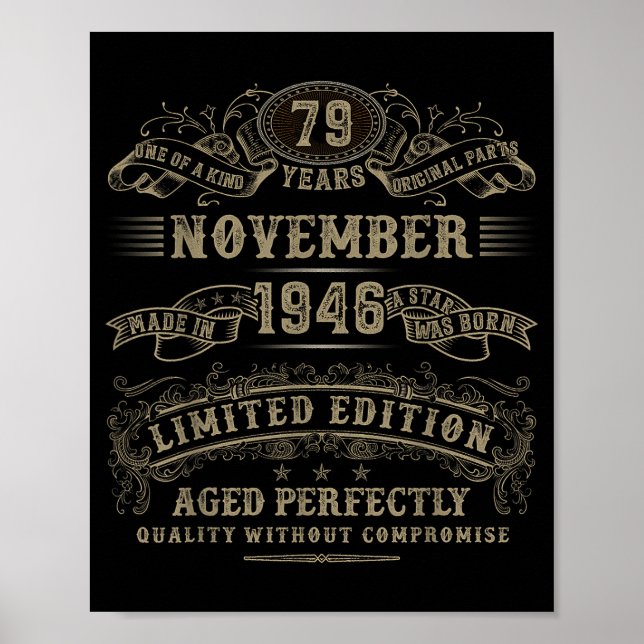 Póster 79 Year Old 79th Bday November 1946 Limited Editio (Frente)